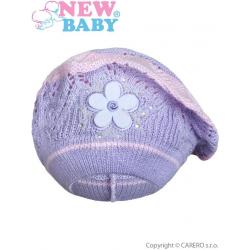 Pletená čepička-baret New Baby fialová Fialová velikost - 104 (3-4r)