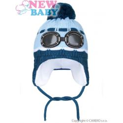 Zimní dětská čepička New Baby brýle světle modrá Modrá velikost - 104 (3-4r)