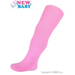 Bavlněné jednobarevné punčocháče New Baby růžové Růžová velikost - 152 (11-12r)