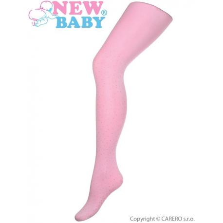 Bavlněné punčocháče 3D New Baby světle růžové s puntíky Růžová velikost - 116 (5-6 let)