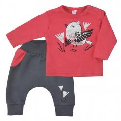 Kojenecké bavlněné tepláčky a tričko Koala Birdy tmavě růžové Růžová velikost - 56 (0-3m)