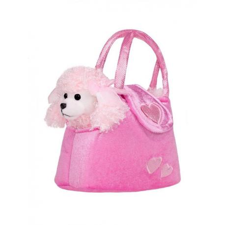 Dětská plyšová hračka PlayTo Pejsek v kabelce růžová Růžová