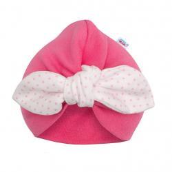 Dívčí čepička turban New Baby For Girls dots Růžová velikost - 68 (4-6m)