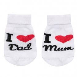Kojenecké bavlněné ponožky New Baby I Love Mum and Dad bílé Bílá velikost - 62 (3-6m)