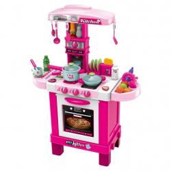 Dětská kuchyňka se zvuky a světly Baby Mix + příslušenství Růžová