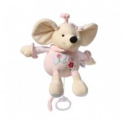 Plyšová hračka s hracím strojkem Baby Ono Myška růžová Růžová