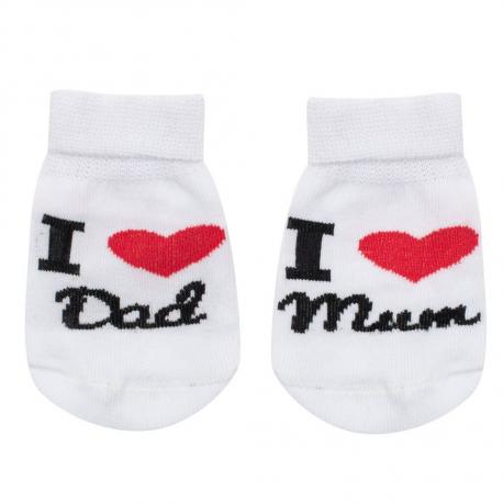 Kojenecké bavlněné ponožky New Baby I Love Mum and Dad bílé Bílá velikost - 56 (0-3m)
