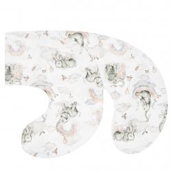 Povlak na kojící polštář ve tvaru C New Baby Sloníci bílo-šedý Bílá