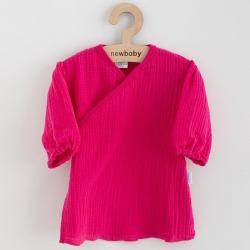 Kojenecké mušelínové šaty s dlouhým rukávem New Baby Elizabeth Růžová velikost - 62 (3-6m)
