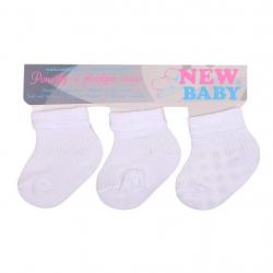 Kojenecké pruhované ponožky New Baby bílé - 3ks Bílá velikost - 56 (0-3m)
