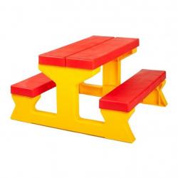 Dětský zahradní nábytek - Stůl a lavičky červeno-žlutý Červená