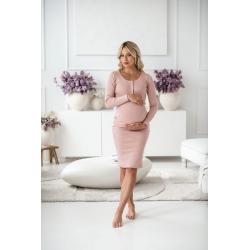 Těhotenské a kojící šaty žebrované Tummy milk & love pudrově růžová Růžová velikost - L