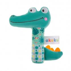 Dětská pískací plyšová hračka s chrastítkem Akuku Krokodýl Zelená