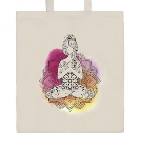 Bavlněná nákupní taška přírodní s potiskem New Baby Mandala Přírodní
