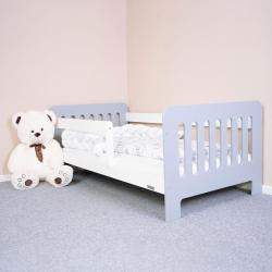 Dětská postel se zábranou New Baby ERIK 160x80 cm bílo-šedá Šedá