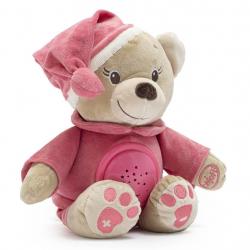 Plyšový usínáček medvídek s projektorem Baby Mix růžový Růžová
