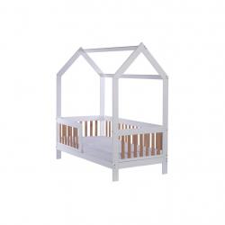 Dětská buková postel se zábranou Drewex Casa Bambini 160x80x174 cm Bílá
