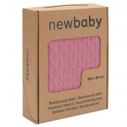 Bambusová pletená deka New Baby se vzorem 100x80 cm pink Růžová