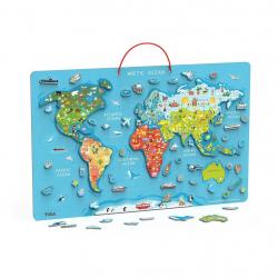 Dřevěná magnetická mapa světa Viga Multicolor