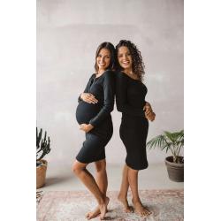 Těhotenské a kojící šaty žebrované Tummy milk & love černá Černá velikost - XL
