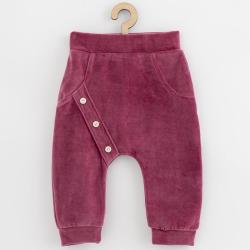 Kojenecké semiškové tepláčky New Baby Suede clothes růžovo fialová Fialová velikost - 62 (3-6m)