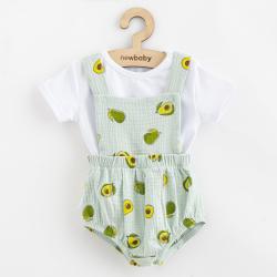 Mušelínový kojenecký set Kraťasy a Tričko New Baby Avocado Zelená velikost - 62 (3-6m)