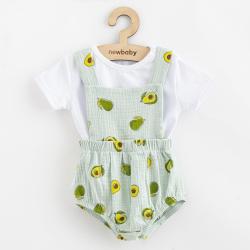 Mušelínový kojenecký set Kraťasy a Tričko New Baby Avocado Zelená velikost - 68 (4-6m)