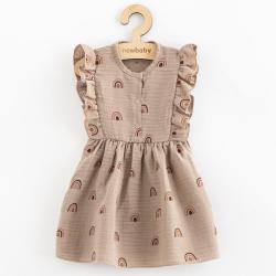 Letní kojenecké mušelínové šaty New Baby Rainbow Hnědá velikost - 68 (4-6m)