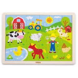 Dětské dřevěné puzzle Viga Farma Multicolor