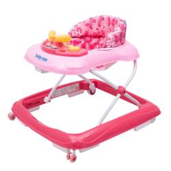 Dětské chodítko Baby Mix s volantem a silikonovými kolečky dark pink Růžová