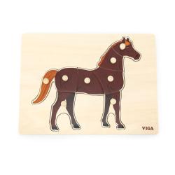 Dětské dřevěné puzzle vkládačka Montessori Viga Kůň Multicolor