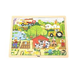 Dětské dřevěné puzzle Viga Farma 48 dílků Multicolor