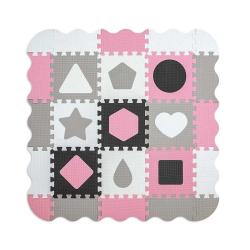 Pěnové puzzle podložka ohrádka Milly Mally Jolly 3x3 Shapes Pink Grey Růžová